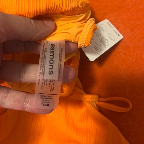 Orange tangerine raised ribbed cutout one-piece swimsuit NWT - Picture 7 of 12